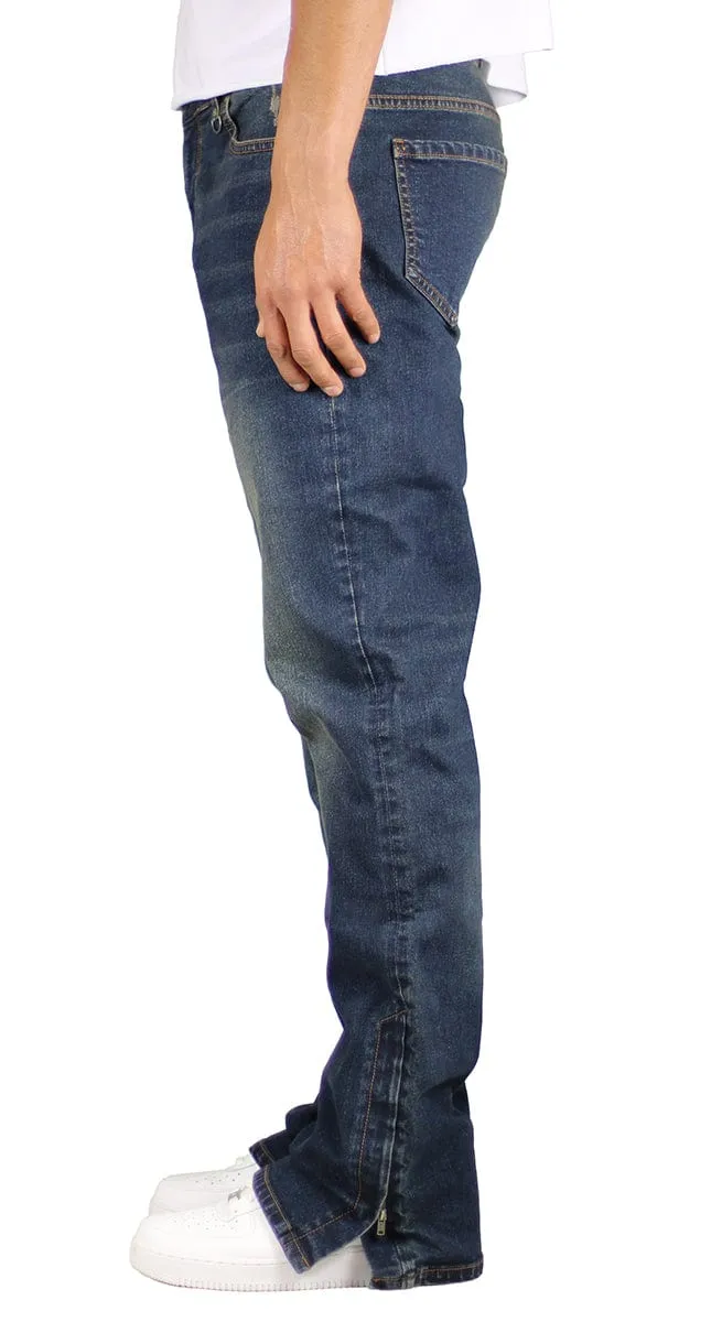 Dark Blue Flare Zipper Jeans sold by Hyper Denim product image thumbnail 3