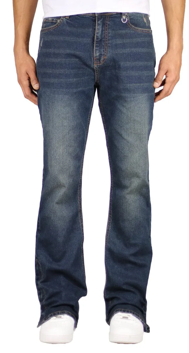 Dark Blue Flare Zipper Jeans sold by Hyper Denim
