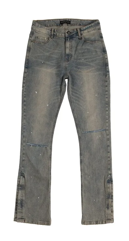 Indigo Flare Zipper Jeans sold by Hyper Denim