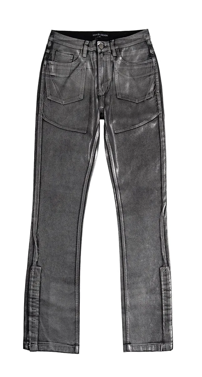 Silver Foil Flare Jeans sold by Hyper Denim