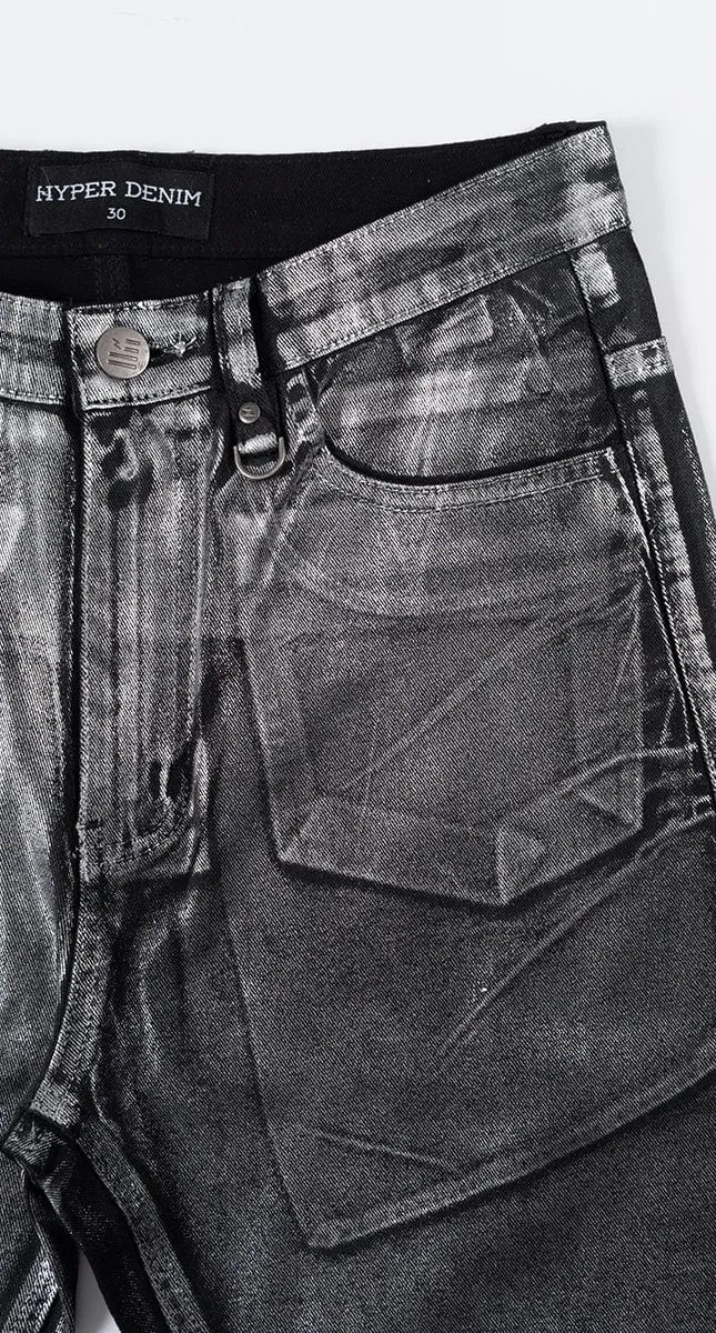 Silver Foil Flare Jeans sold by Hyper Denim product image thumbnail 3