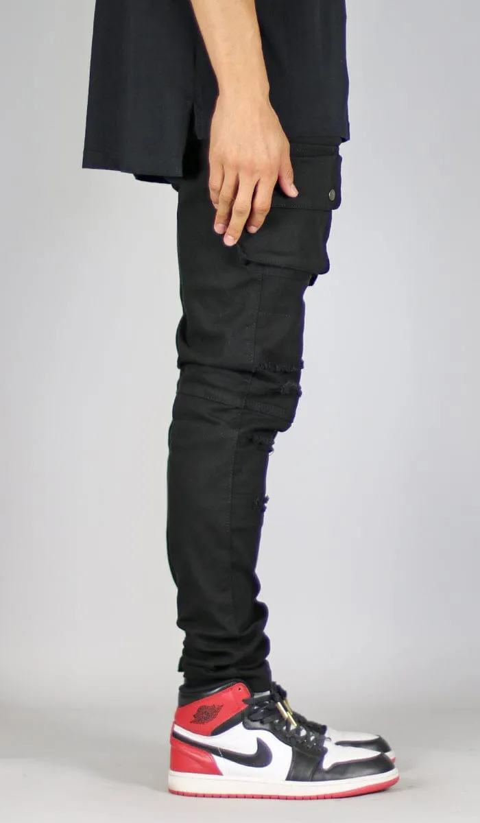 Black Cargo Pants sold by Hyper Denim product image thumbnail 3