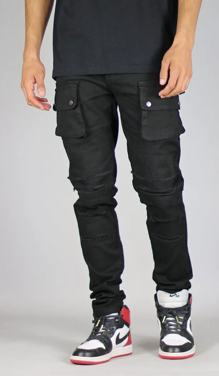 Black Cargo Pants sold by Hyper Denim product image thumbnail 4