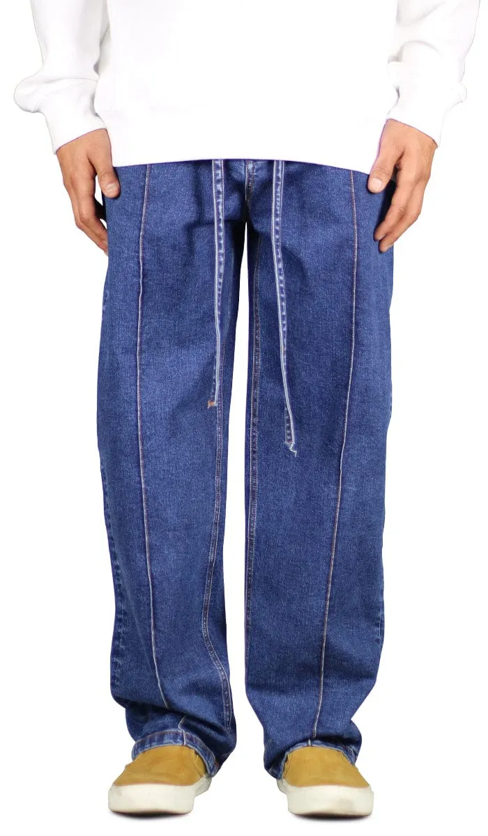 Blue Pleated Wide Jeans sold by Hyper Denim