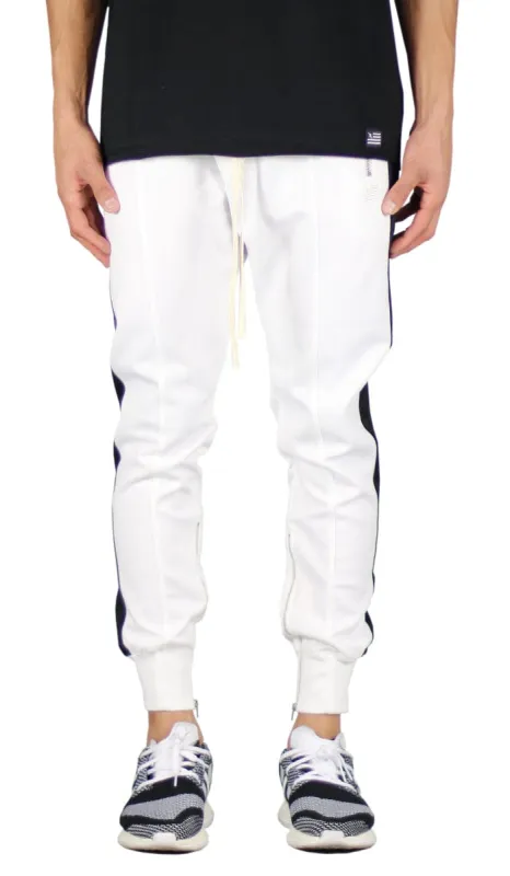 White Track Zipper Joggers sold by Hyper Denim