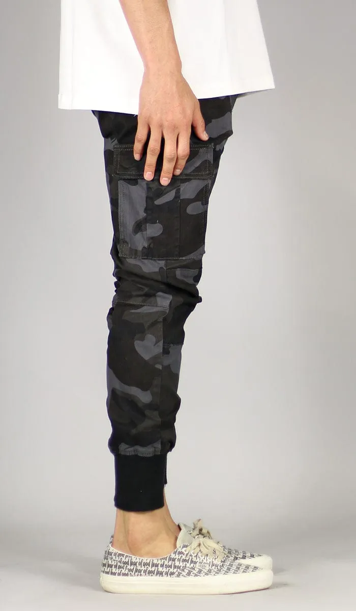 Black Camo Cargo Joggers sold by Hyper Denim product image thumbnail 4