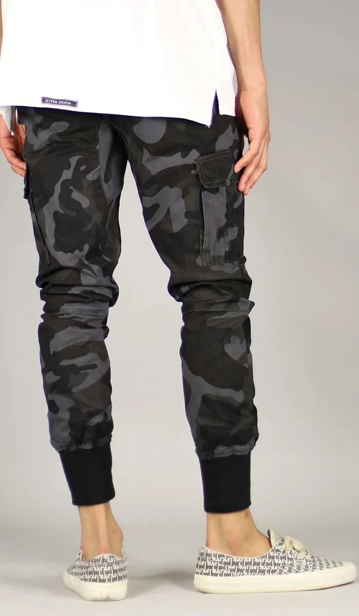 Black Camo Cargo Joggers sold by Hyper Denim product image thumbnail 5