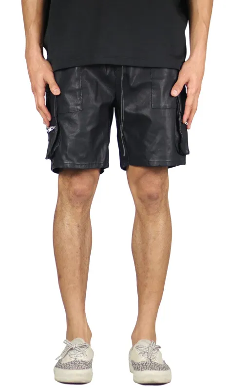 Leather Cargo Shorts sold by Hyper Denim
