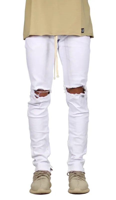 White Nate Zipper Pants sold by Hyper Denim