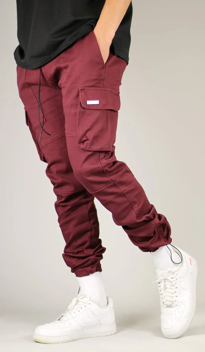 Burgundy Straight Cargo Pants sold by Hyper Denim product image thumbnail 3