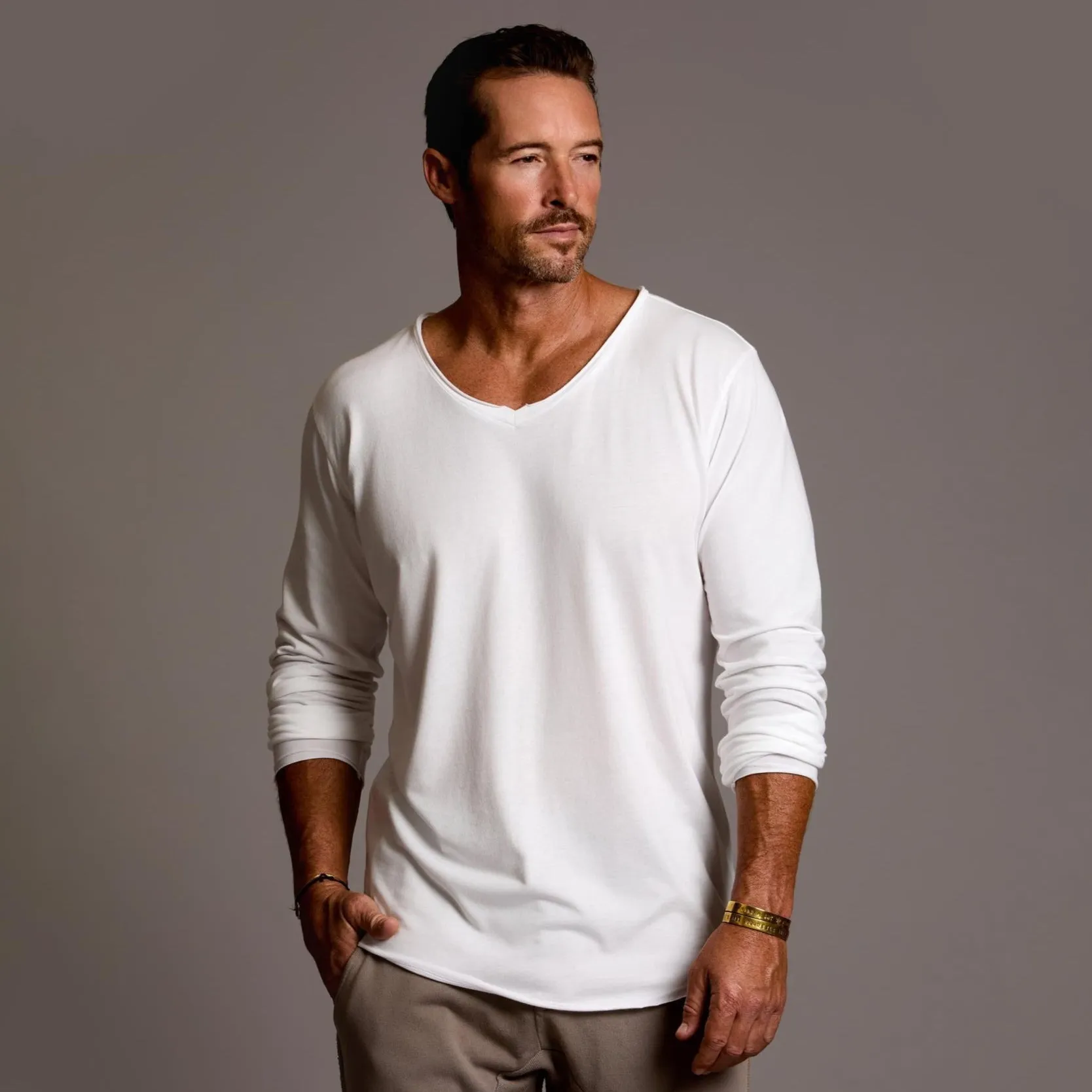 LONG SLEEVE V NECK SHIRT sold by One Golden Thread product image thumbnail 2