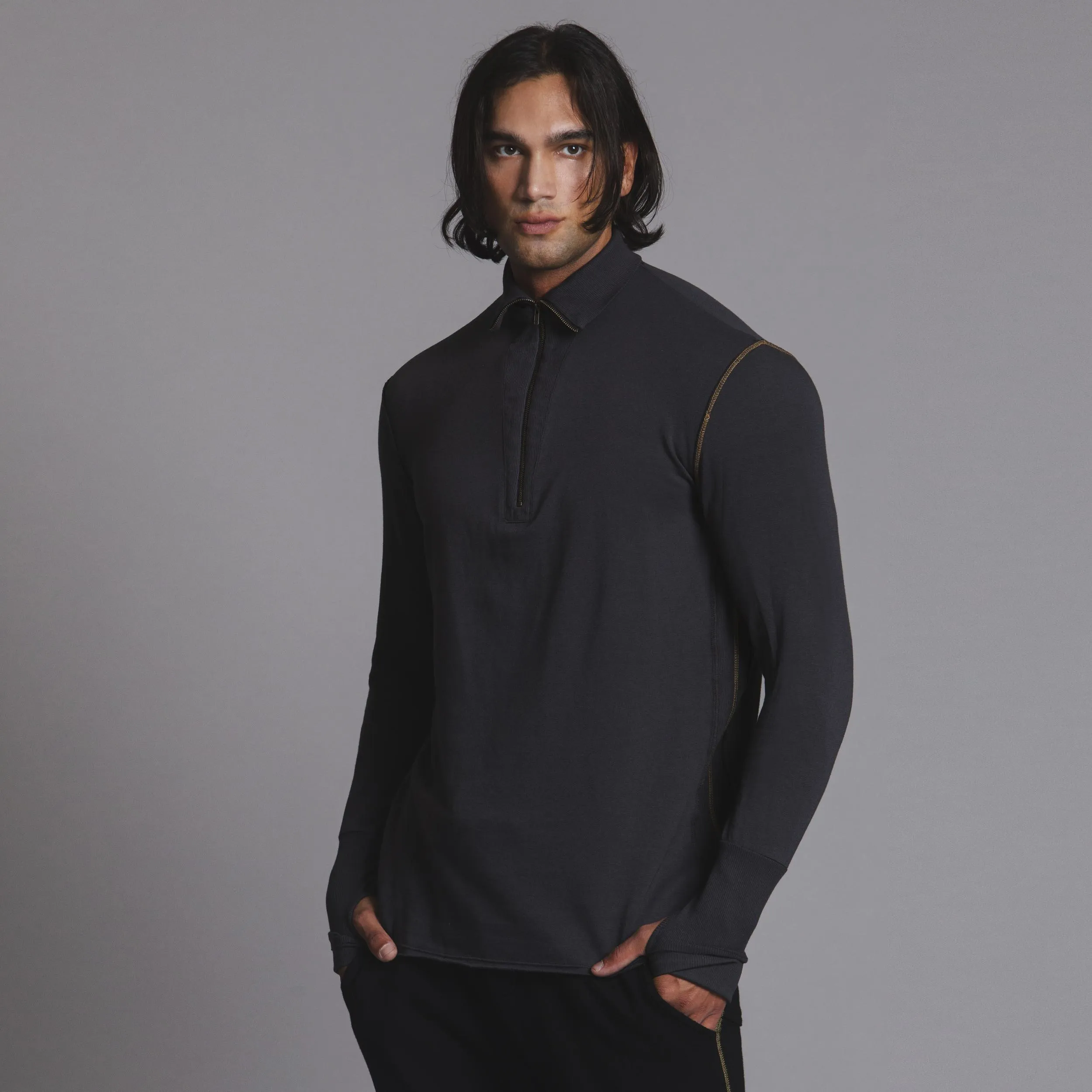 PLUSH ZIP & ROLL PULLOVER sold by One Golden Thread product image thumbnail 3