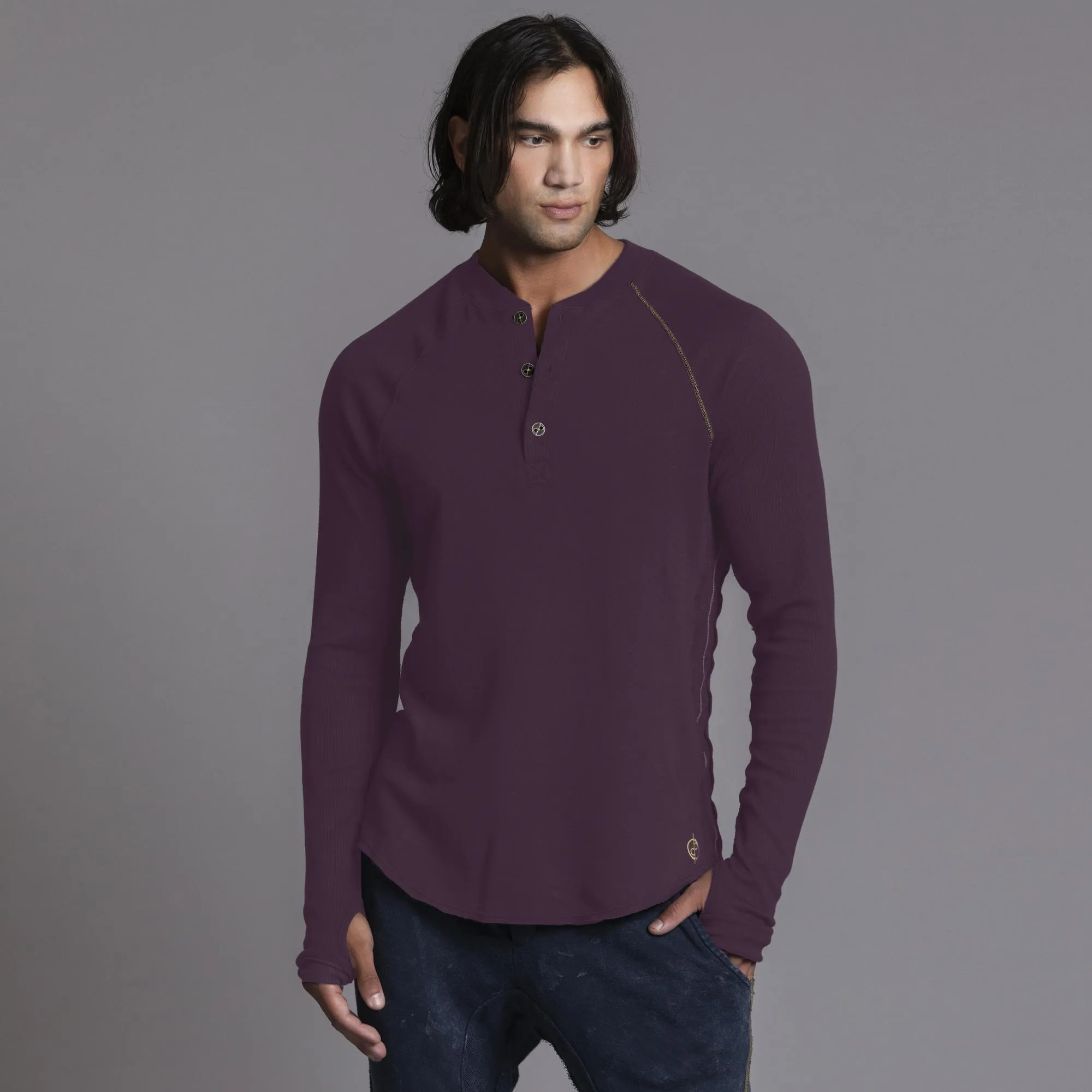The Plush Ribbed Henley sold by One Golden Thread