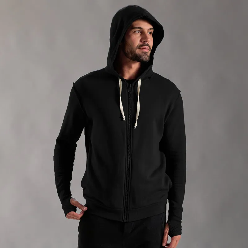 RAW ZIP HOODIE / BLACK made by One Golden Thread