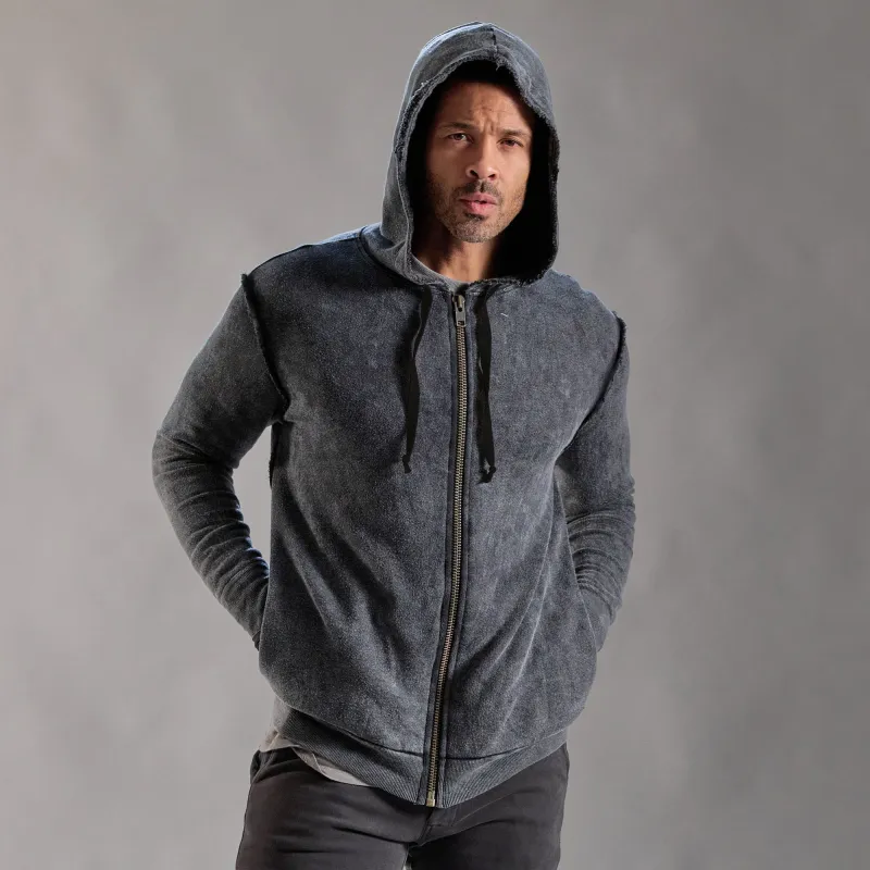 RAW ZIP HOODIE / DEEP GREY MINERAL sold by One Golden Thread