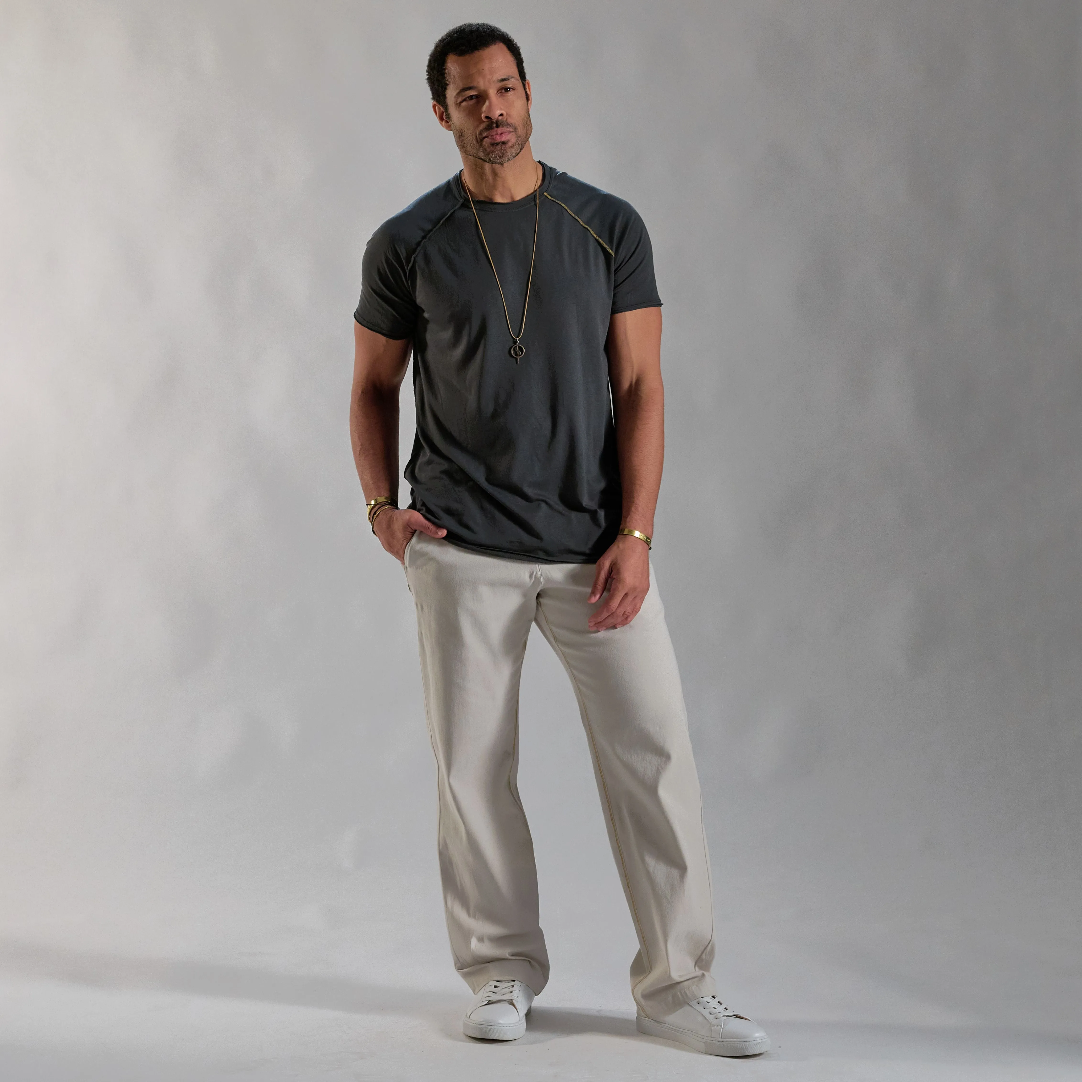 THE EASE PANT / WHITE STONE sold by One Golden Thread