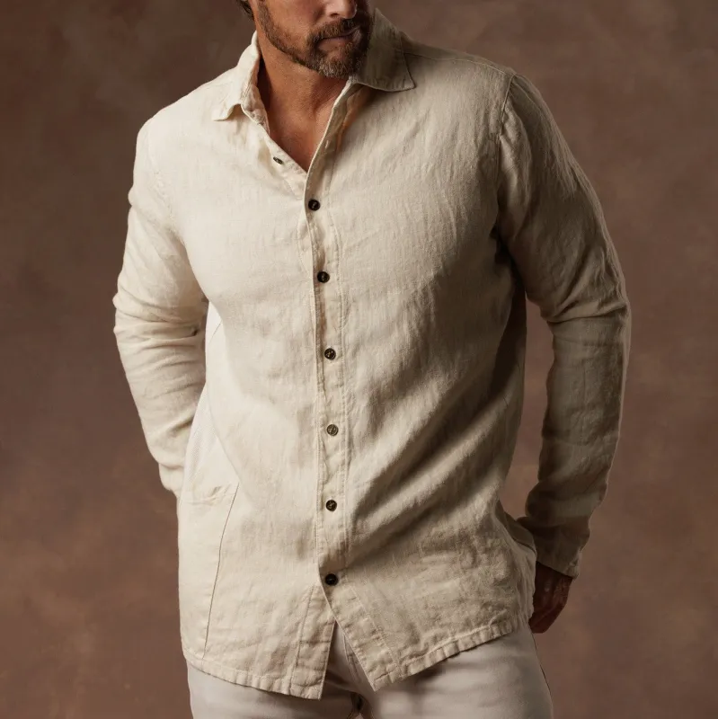 AER LINEN SHIRT / WHITE STONE made by One Golden Thread