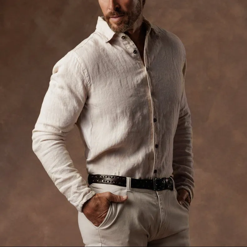 AER LINEN SHIRT / WHITE STONE sold by One Golden Thread product image thumbnail 2