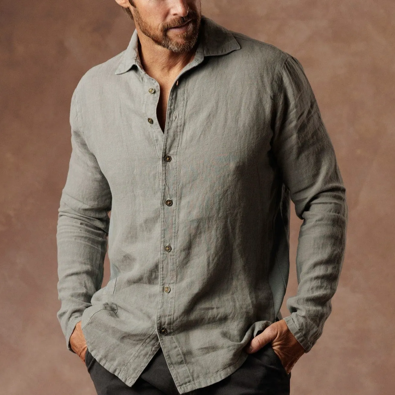 AER LINEN SHIRT / DEEP CLAY sold by One Golden Thread product image thumbnail 2