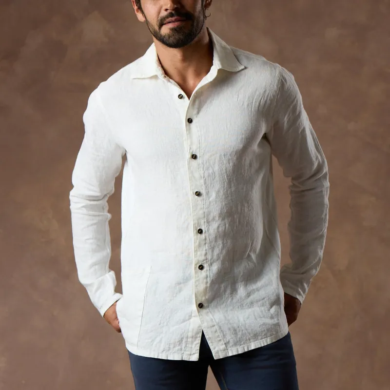 AER LINEN SHIRT / LUMEN WHITE made by One Golden Thread