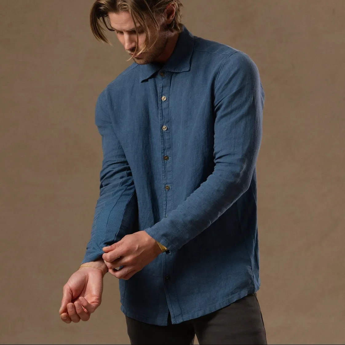 AER LINEN SHIRT / INDIGO TIDE sold by One Golden Thread product image thumbnail 5