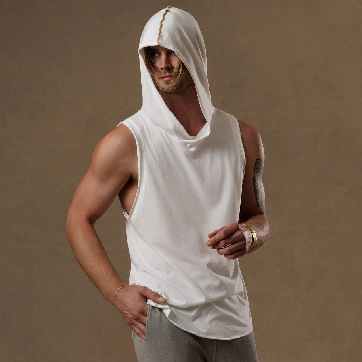 HOODED TREE TANK / PURE WHITE sold by One Golden Thread product image thumbnail 4