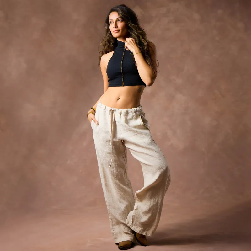 RELAX LINEN PANT / WHITE STONE made by One Golden Thread