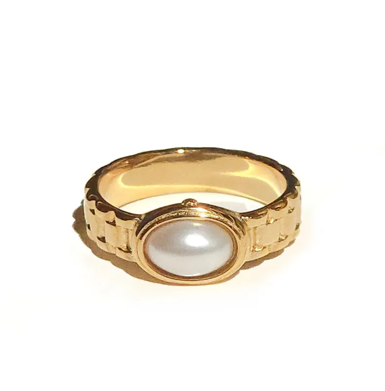 Mannered Ring • Gold & Faux Pearl sold by Matter Matters