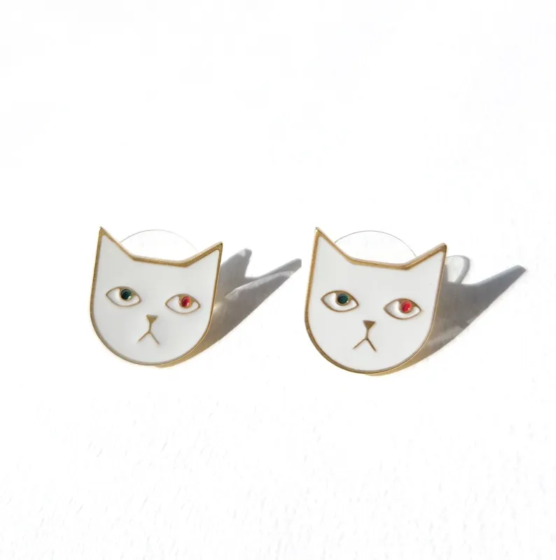 Kitty Tom Earrings • White sold by Matter Matters