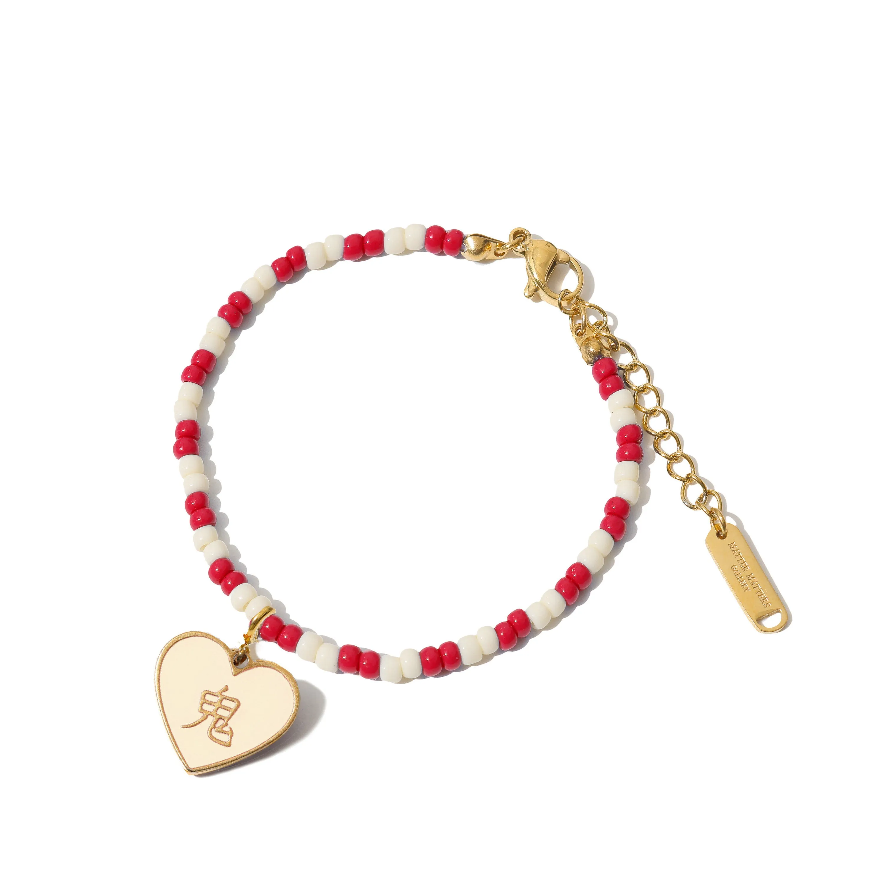 酒/鬼 Alcohol/Ghost / Bracelet • Red/Cream sold by Matter Matters