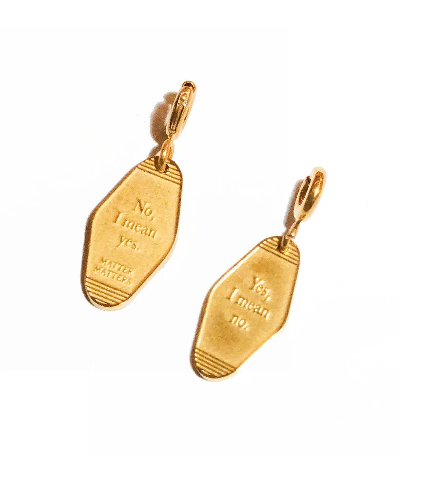 'Yes, I mean no' Key Tag Pendant • Gold sold by Matter Matters product image thumbnail 3