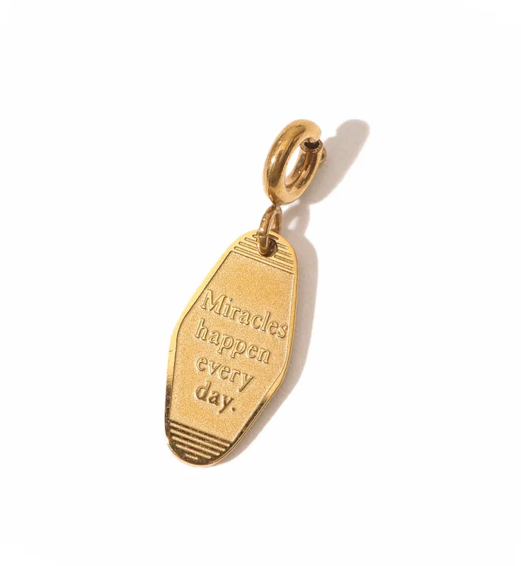 'Miracles happen everyday' Key Tag Pendant • Gold sold by Matter Matters