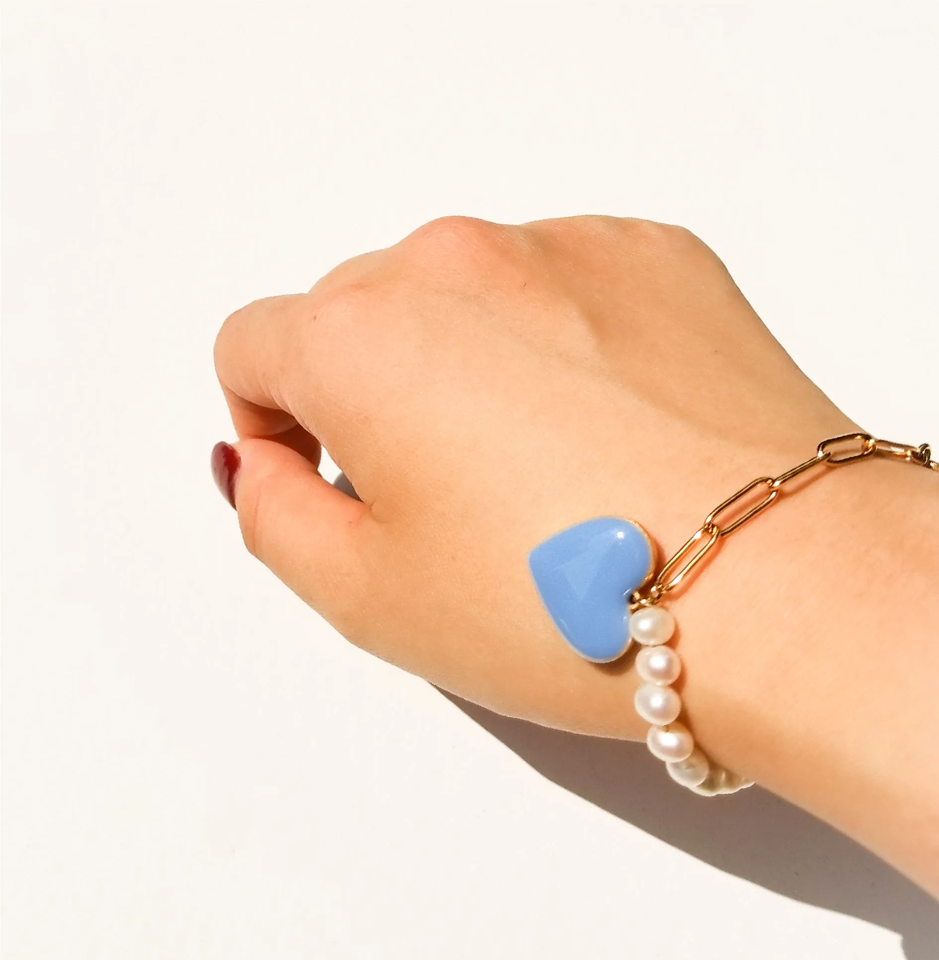Follow Your Heart / Pearl Bracelet • Tan & Sky Blue sold by Matter Matters product image thumbnail 2