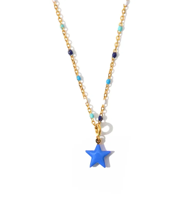 Shining Star Necklace • Cobalt & Bright Green sold by Matter Matters