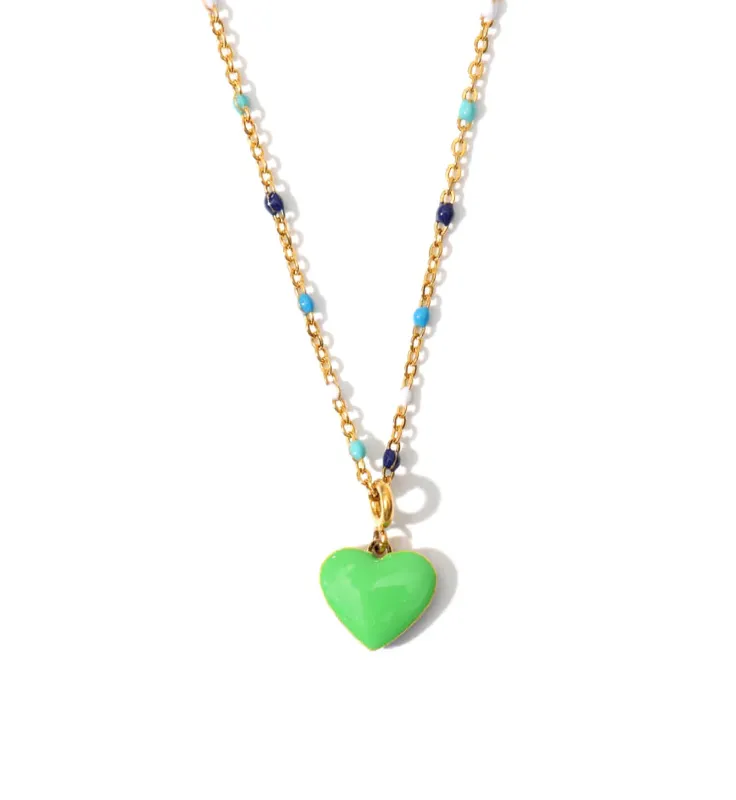 Humble Heart Necklace • Green & Cobalt sold by Matter Matters
