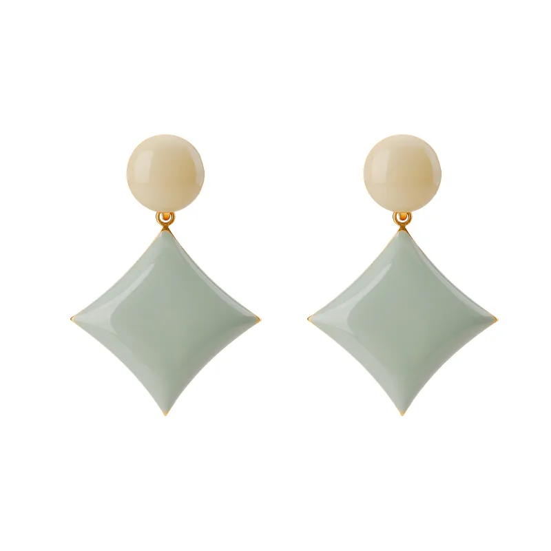 Diamond Earrings on Dots • Stone & Pea Green made by Matter Matters