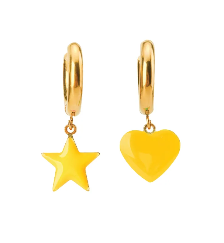 Sparkle Heart & Star / Hoops • Yellow & Orange sold by Matter Matters