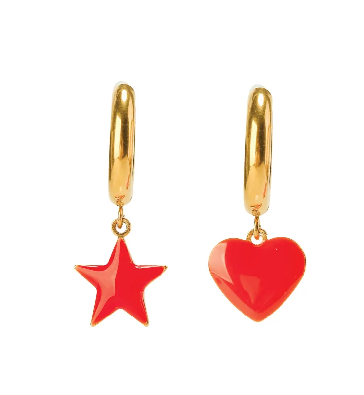 Sparkle Heart & Star / Hoops • Red & Pink sold by Matter Matters