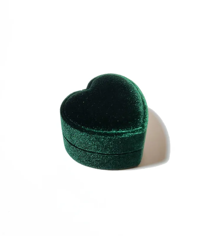 Velvet Heart Shaped Pendant / Ring Gift Box • Green sold by Matter Matters