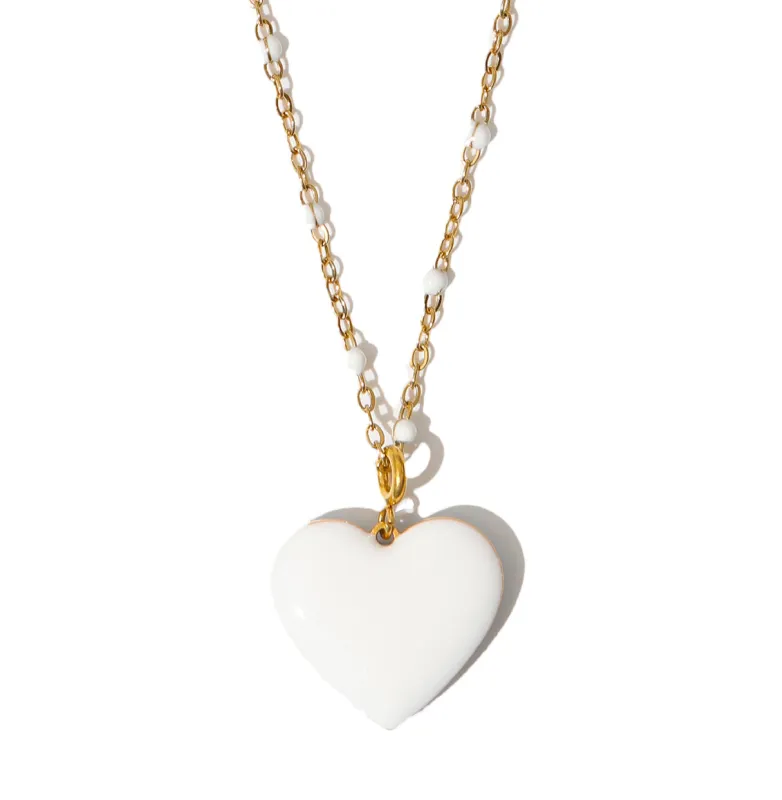 Follow Your Heart Necklace • Sky Blue & White sold by Matter Matters