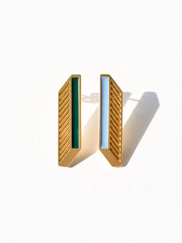 Shadow Studs • Green & Light Blue sold by Matter Matters