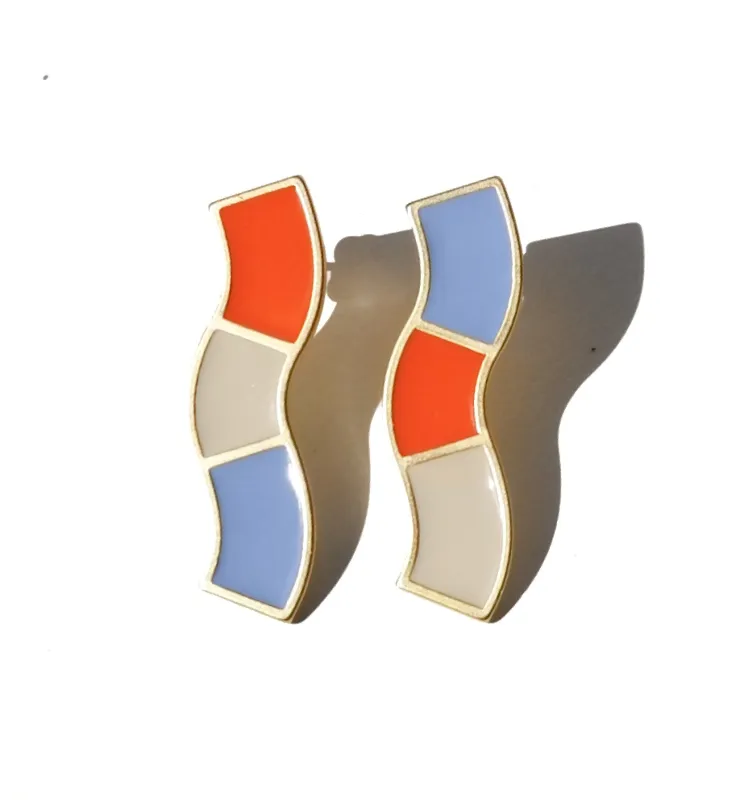 Wave Studs • Orange & Light Blue sold by Matter Matters