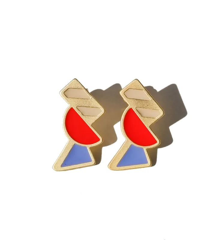 Tilt Earrings •  Red & Light Blue sold by Matter Matters