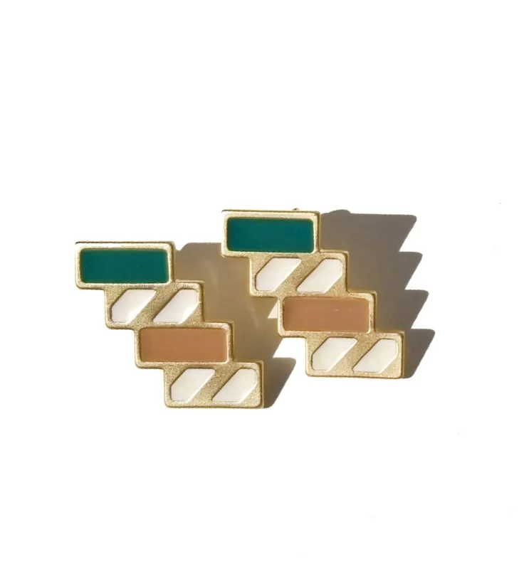 Stairs Earrings • Green & Brown sold by Matter Matters