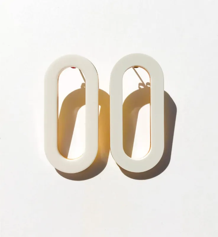 Oval Earrings • White Acrylic sold by Matter Matters