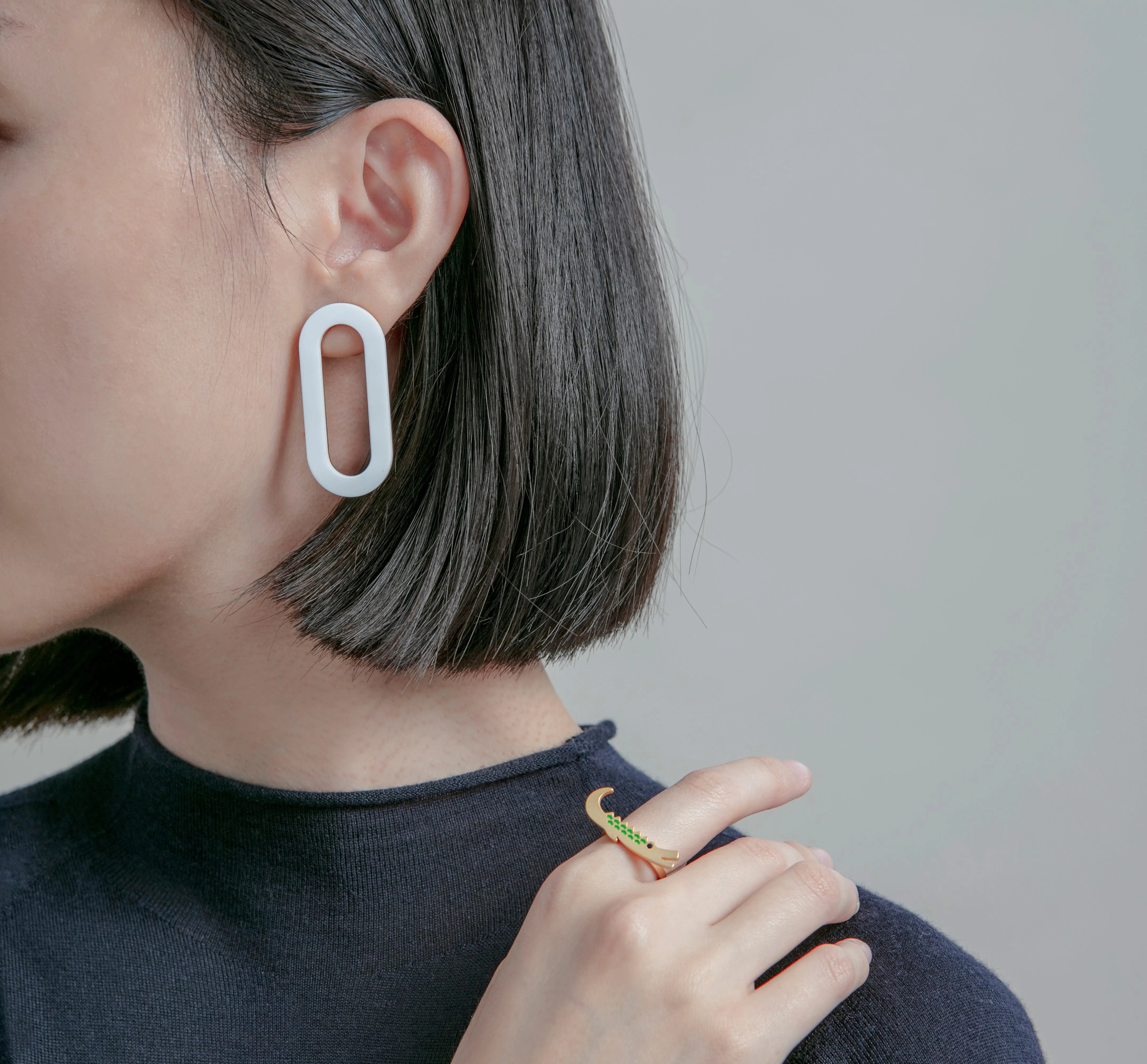 Oval Earrings • White Acrylic sold by Matter Matters product image thumbnail 4