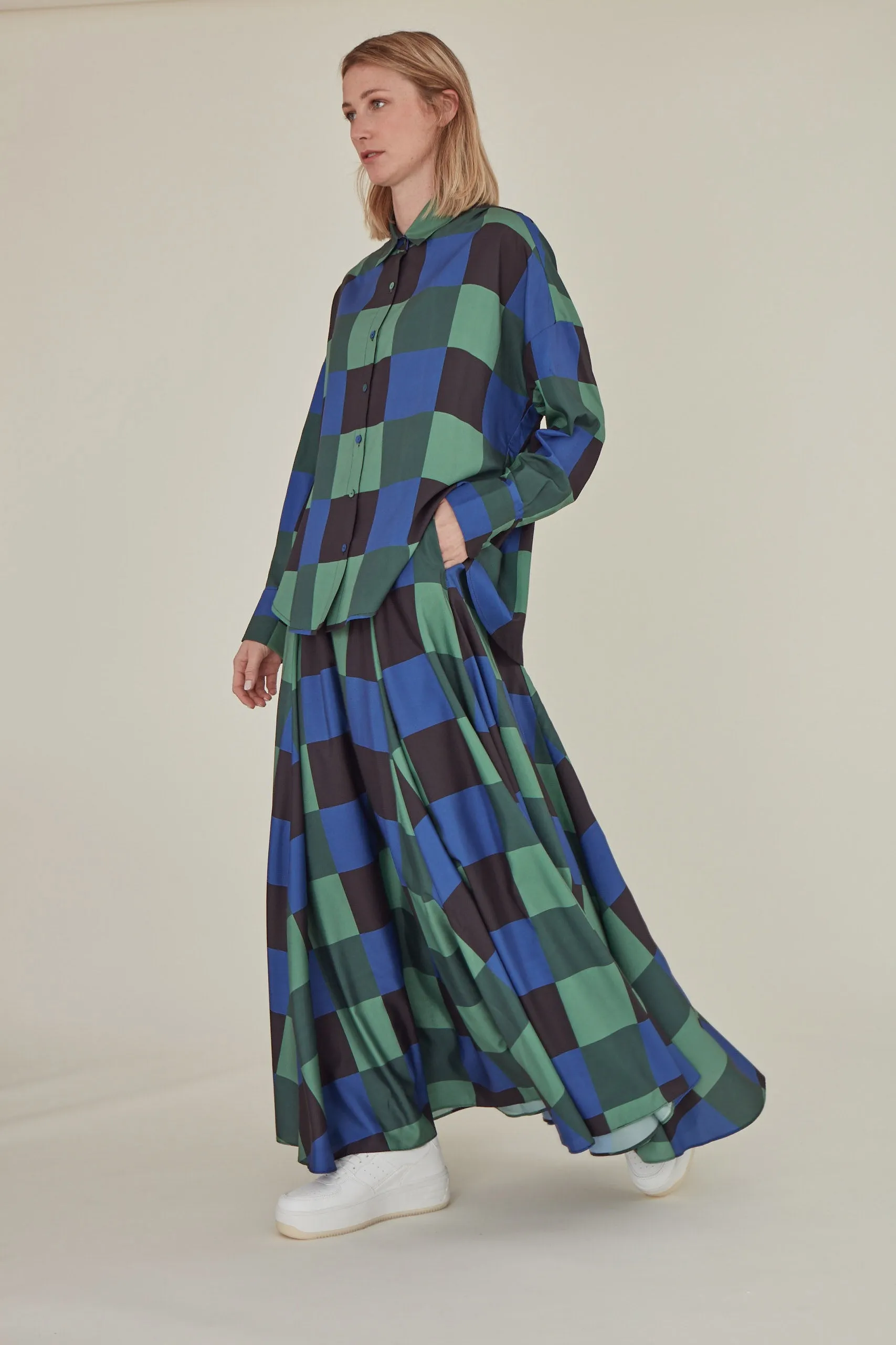 Decka / Checkered Maxi Skirt • Green sold by Matter Matters product image thumbnail 5