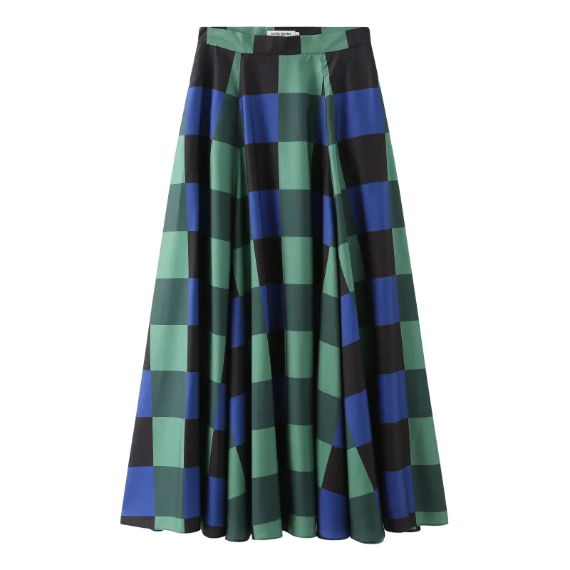 Decka / Checkered Maxi Skirt • Green sold by Matter Matters