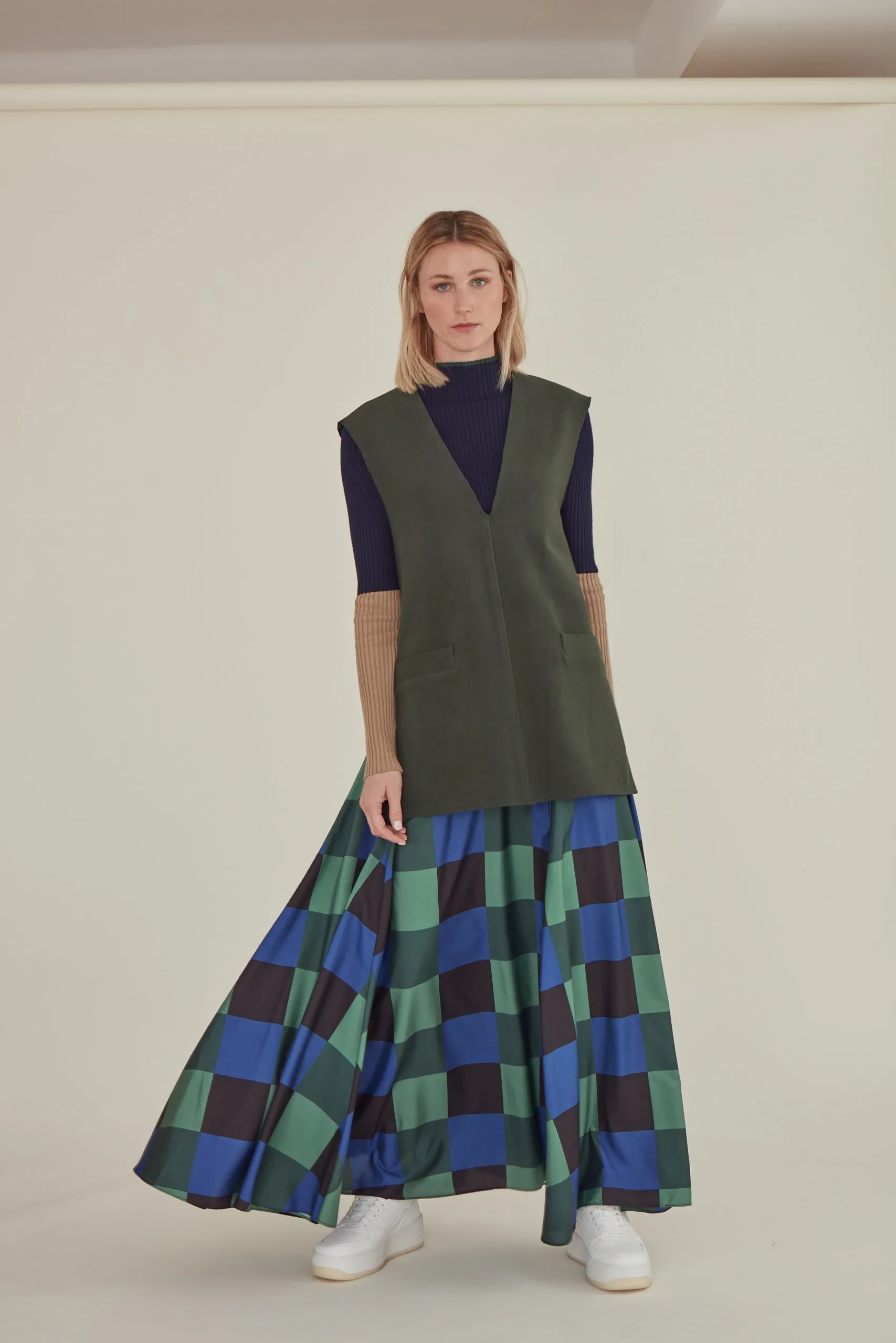 Decka / Checkered Maxi Skirt • Green sold by Matter Matters product image thumbnail 4