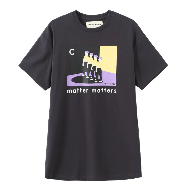 C is for Copy / T-shirt Dress • Charcoal sold by Matter Matters